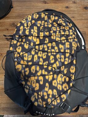 The North Face Borealis Backpack in Yellow Leopard Print